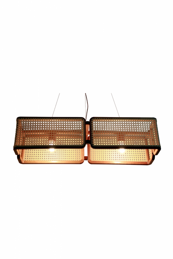 Pendente Nova Home Madeira Jequitibá e Cúpula de Palha 2L E27 1000x340mm 3095