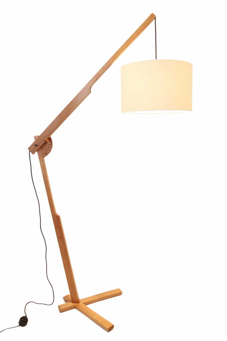 Luminária de Piso Nova Home Elevate Jequitibá e Cúpula Linho Off White 1L E27 2100mm 2048