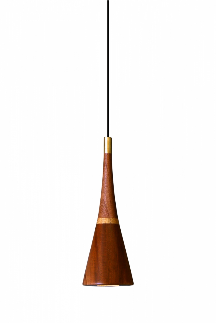 Pendente Nova Home Bell I Madeira Jequitibá e Cerejeira 1L GU10 Ø140mm 3113