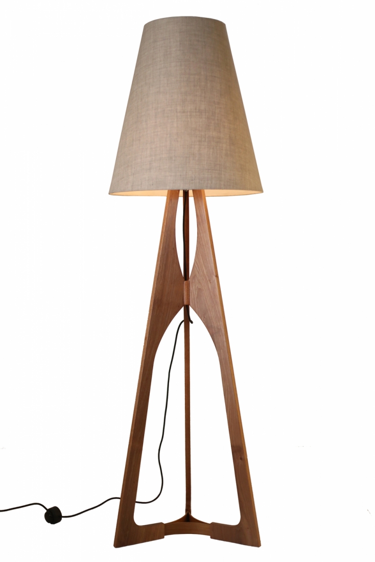 Luminária de Piso Nova Home Brasilia Jequitibá Natural e Cúpula Linho Areia 1L E27 1650mm 2037