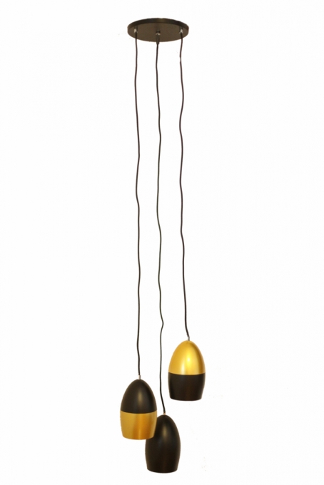 Pendente Nova Home Cascade Alumínio Preto Fosco e Dourado 3L E27 Ø350mm 3027