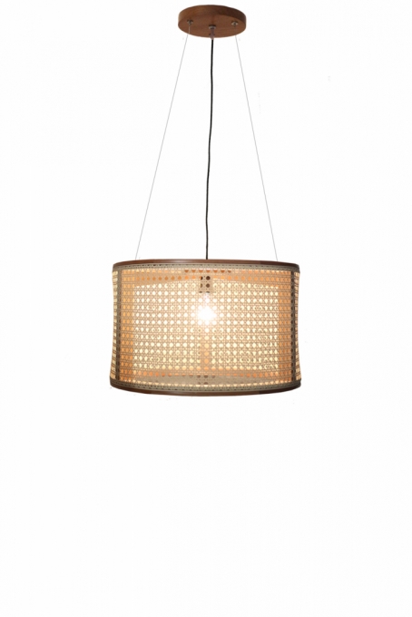 Pendente Nova Home Zen Madeira Jequitibá e Cúpula Palha 1L E27 Ø480mm 3082