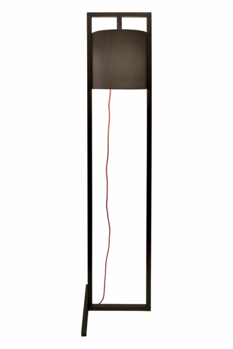 Luminária de Piso Nova Home Geo Madeira Preta e Cúpula Cinza 1L E27 1650mm 2053
