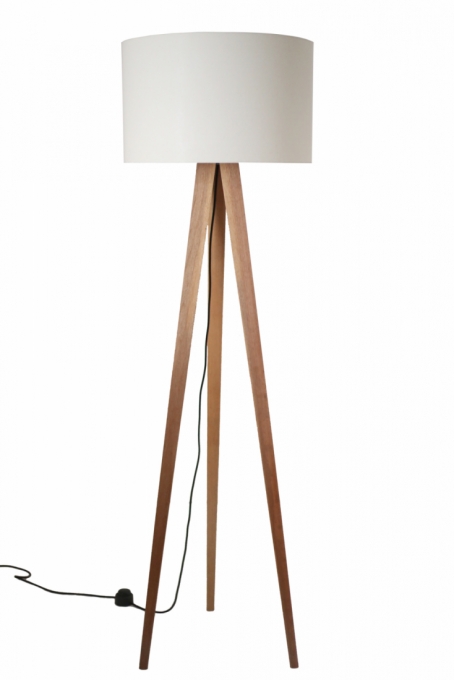 Luminária de Piso Nova Home Balance Madeira Jequitiba e Cúpula Off White 3L E27 1600mm 2035