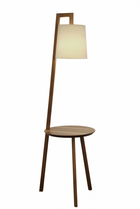 Luminária de Piso Nova Home Boise Nogueira Natural e Cúpula Off White 1L E27 1680mm 2100