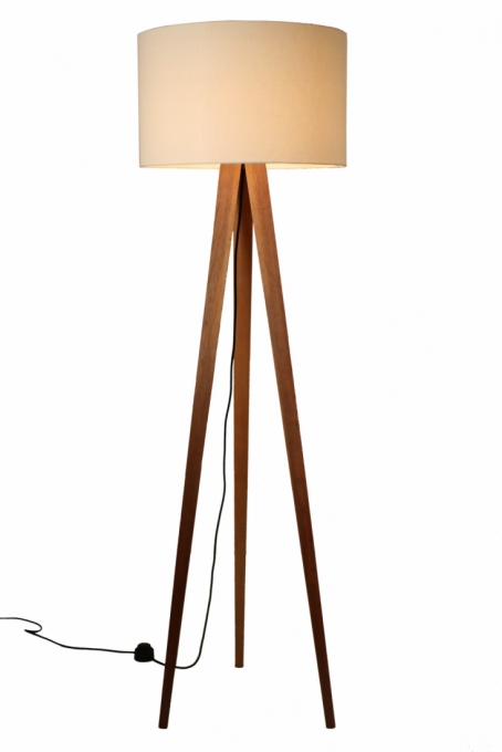 Luminária de Piso Nova Home Balance Madeira Jequitiba e Cúpula Off White 3L E27 1600mm 2035