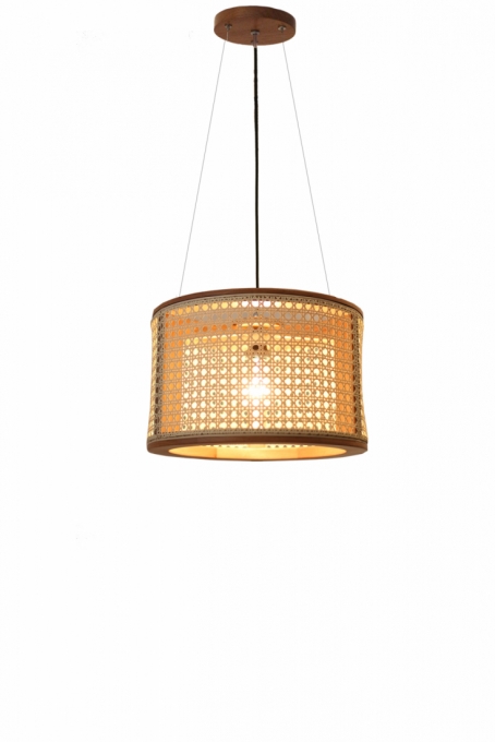 Pendente Nova Home Zen Madeira Jequitibá e Cúpula Palha 1L E27 Ø360mm 3081