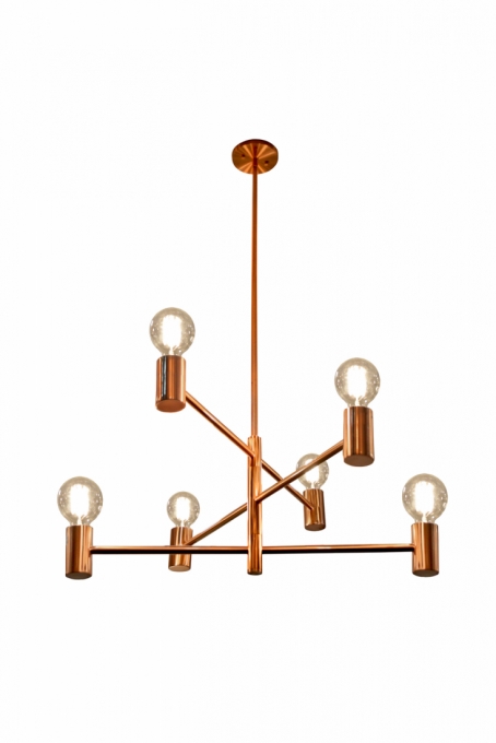 Pendente Nova Home Six Aço Cobre Escovado Articulável 6L E27 Ø700mm 3098
