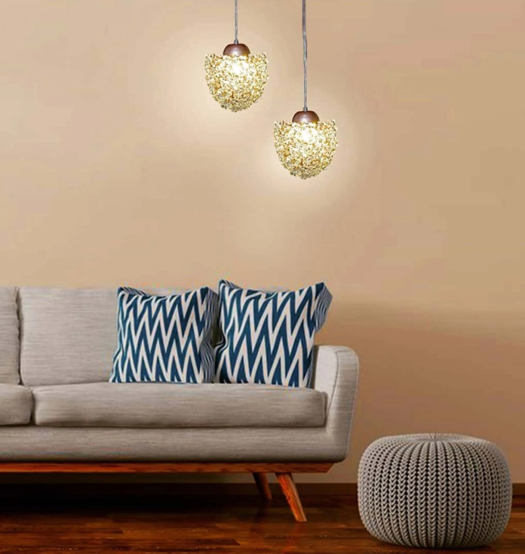 Pendente Artesanal Lampluz Estela Maior Metal e Cristal 1L G9 Ø250x190mm 