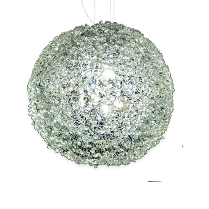 Pendente Artesanal Lampluz Ninho Metal e Cristal 12L G9 Ø800mm PDC 100.80