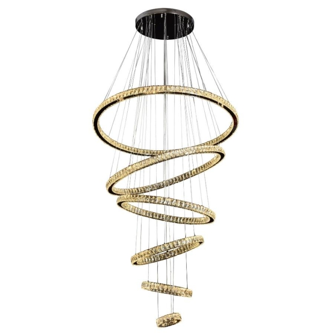 Pendente Sindora Anéis Cristal 165 watts 3000K Ø1200mm DCD00701
