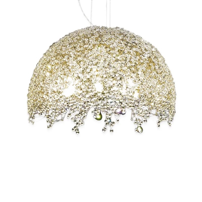 Pendente Artesanal Lampluz Meia Cúpula Cristal 8L G9 Ø600x320mm MEA60