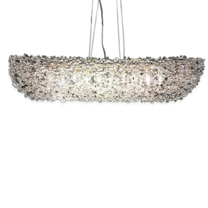 Pendente Artesanal Lampluz Ninho Retangular Cristal 10L G9 1000x400x300mm PDC 100.140