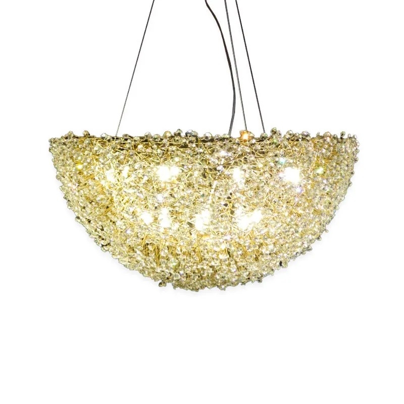Pendente Artesanal Lampluz Tazza Metal e Cristal 10L G9 Ø600mm Tazza60