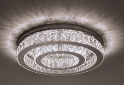 Plafon DNA Lustres Aliança Slim Metal Cromado e Cristal 22 watts 3000K Ø400/200mm PLAF-ALR40-2