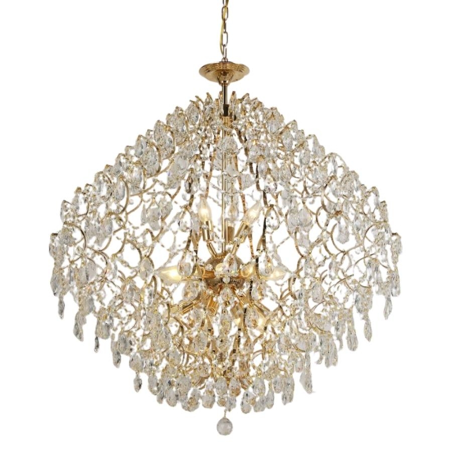 Pendente Sindora Metal Dourado e Cristal Transparente 21L E14 Ø800mm DCD00415