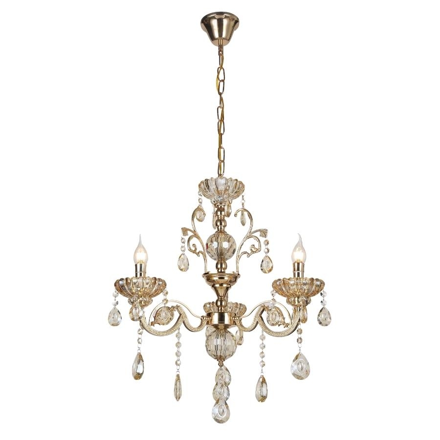 Lustre Sindora Metal Dourado e Cristal 3L E14 Ø450x450mm DCD00409-3