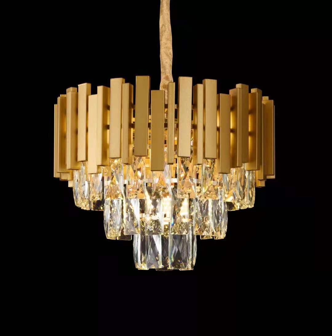 Pendente Sindora Metal Dourado e Cristal Transparente 5L E14 Ø380x280mm DCD00457