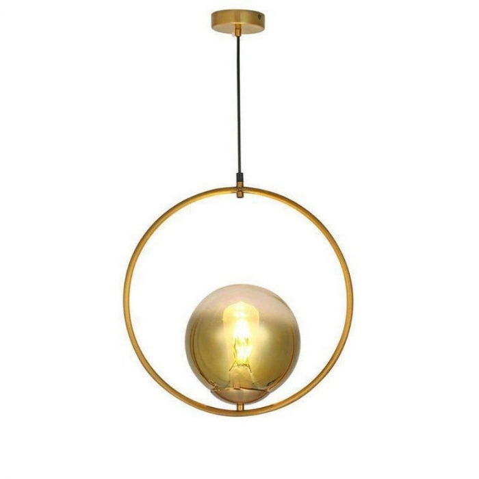 Pendente Sindora Metal Dourado Vidro Dourado 1L E27 Ø600mm DCD02013