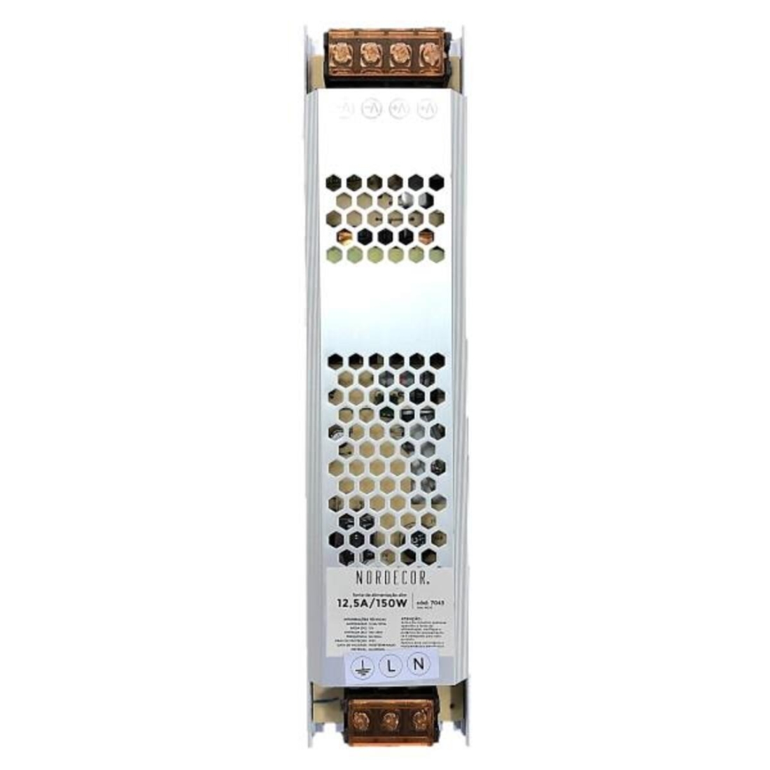 Fonte 12V Nordecor 12,5A 150 watts Bivolt 240x53x23mm 7043