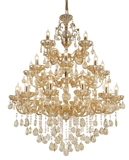 Lustre Sindora Metal Dourado e Cristal 24L E14 Ø950x1500mm DCD00409-12+8+4