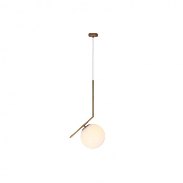 Pendente Sindora Metal Dourado e Vidro Branco 1L E27 450x290mm DCD02014