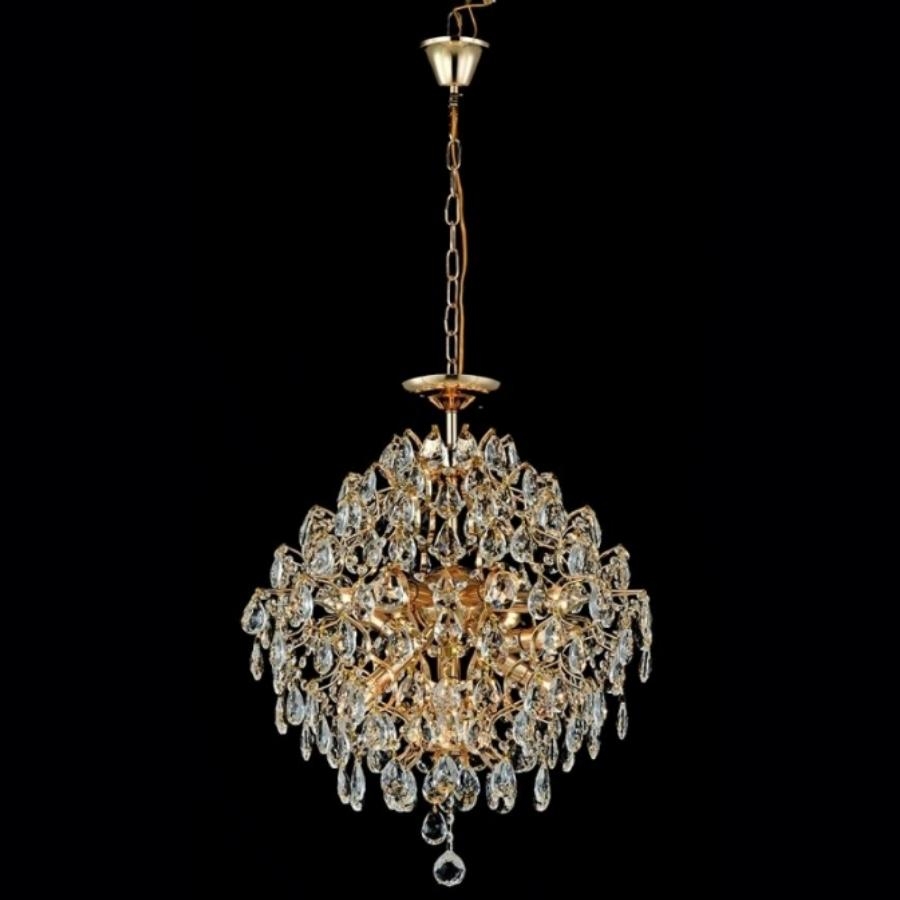 Pendente Sindora Metal Dourado e Cristal Transparente 6L E14 Ø420mm DCD00413