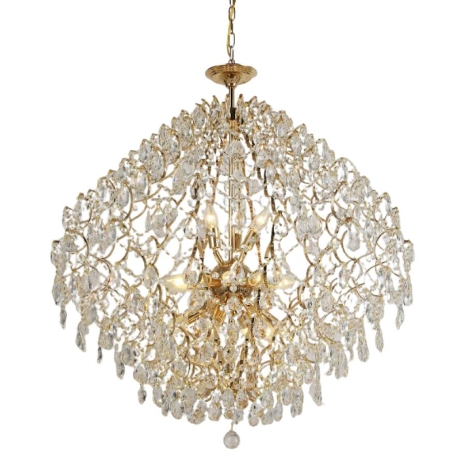 Pendente Sindora Metal Dourado e Cristal Transparente 21L E14 Ø800mm DCD00415