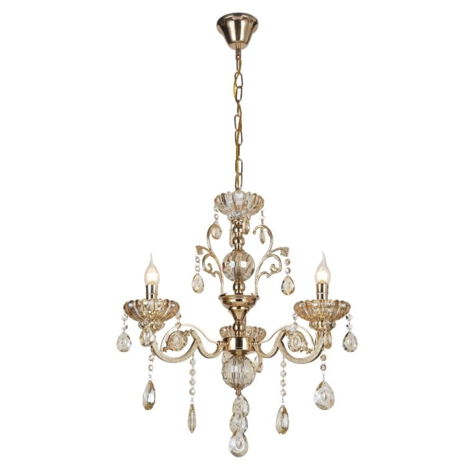 Lustre Sindora Metal Dourado e Cristal 3L E14 Ø450x450mm DCD00409-3