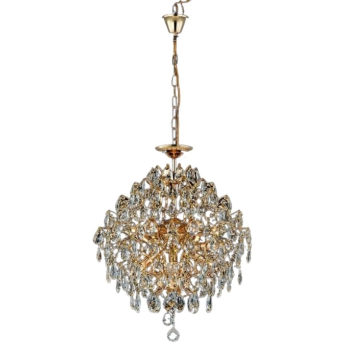 Pendente Sindora Metal Dourado e Cristal Transparente 6L E14 Ø420mm DCD00413