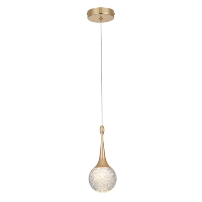 Pendente Sindora Metal Dourado e Cristal 5 watts 3000K Ø100x200mm DCD02127