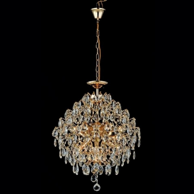 Pendente Sindora Metal Dourado e Cristal Transparente 6L E14 Ø420mm DCD00413