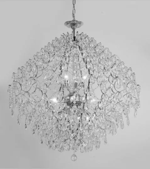 Pendente Sindora Metal Cromado e Cristal Transparente 21L E14 Ø800mm DCD00421