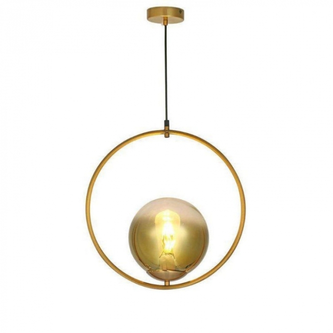 Pendente Sindora Metal Dourado Vidro Dourado 1L E27 Ø500mm DCD02012
