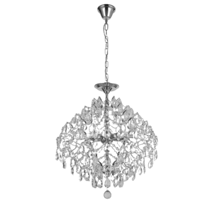 Pendente Sindora Metal Cromado e Cristal Transparente 5L E14 Ø500x580mm DCD00443
