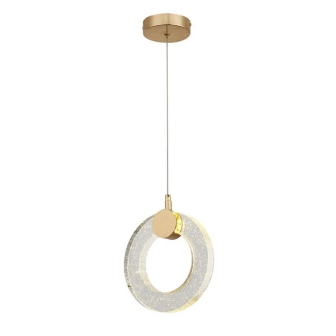 Pendente Sindora Metal Dourado e Cristal 6 watts 3500K Ø200mm QD05129