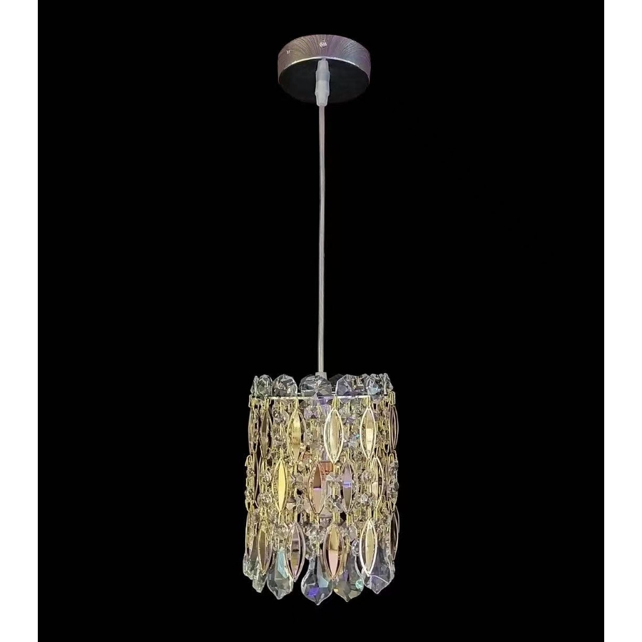 Pendente Sindora Metal Dourado e Cristal 1L E14 Ø150x250mm DCD00267