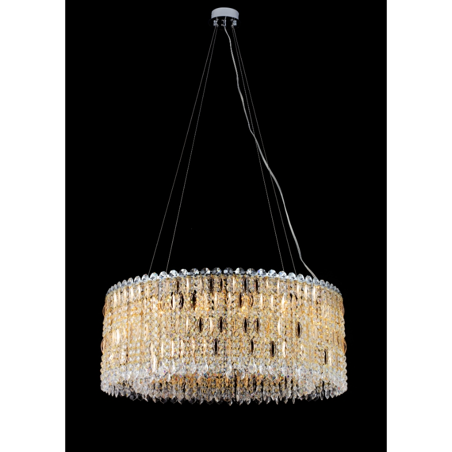 Pendente Sindora Metal Dourado e Cristal 16L E14 Ø800x320mm DCD00262