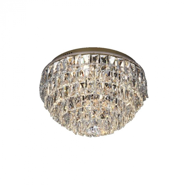 Plafon Sindora Inox Ouro Velho e Cristal 35 watts 3000K Ø450x300mm DCX00200