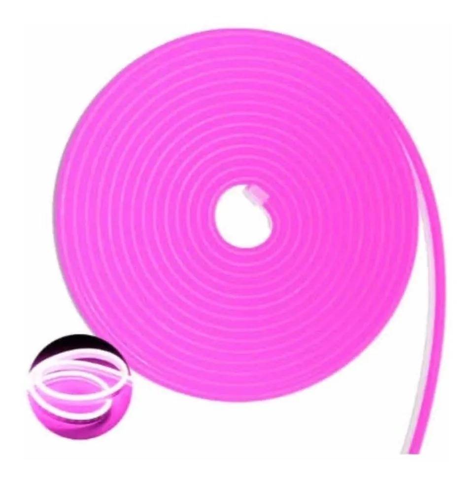 Neon Flex Alpertone Rosa 8w/mt 12V 120 leds/mt IP65 6x12mm (Rolo 5 metros) 1504