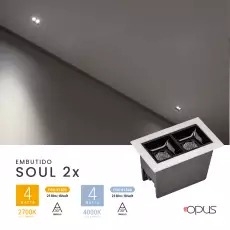 Spot Embutir Opus LED Soul 4 watts 4000K IRC90 30° IP20 74x44mm Branco Fundo Preto OPS 81348