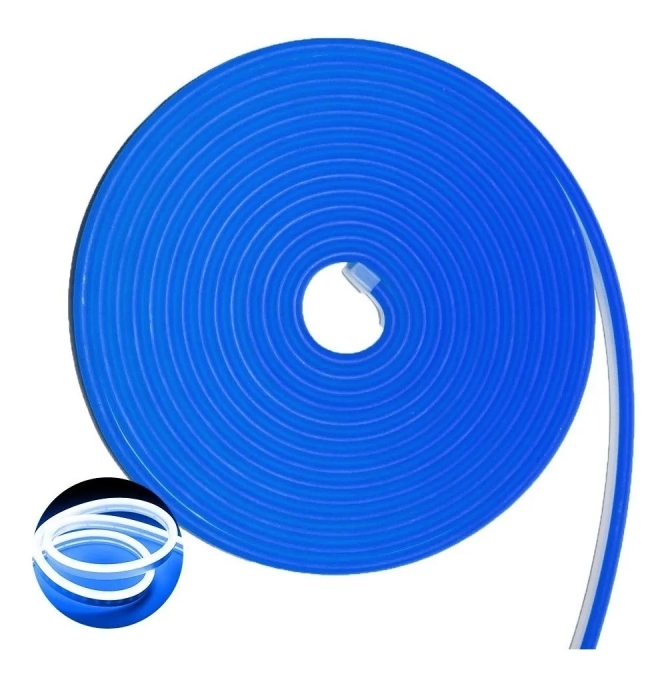 Neon Flex Alpertone Azul Escuro 8w/mt 12V 120 leds/mt IP65 6x12mm (Rolo 5 metros) 1505