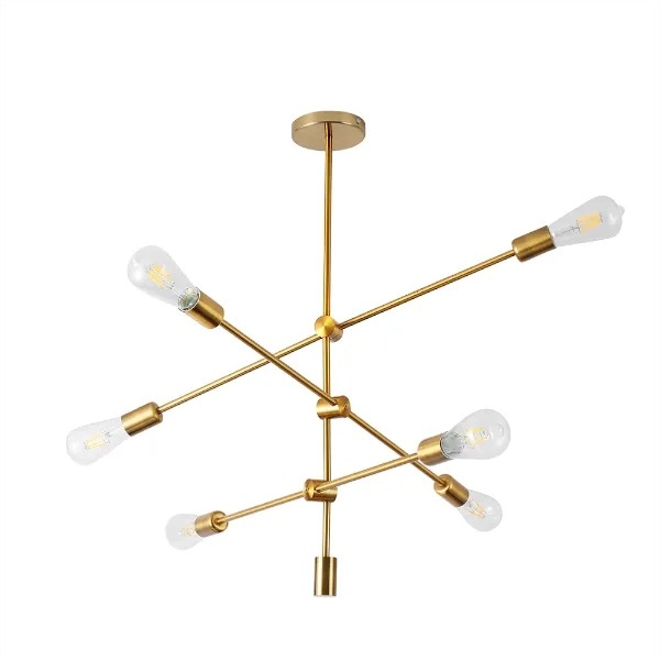 Pendente Nordecor Atomus Dourado 6L E27 Ø750x750mm 2076