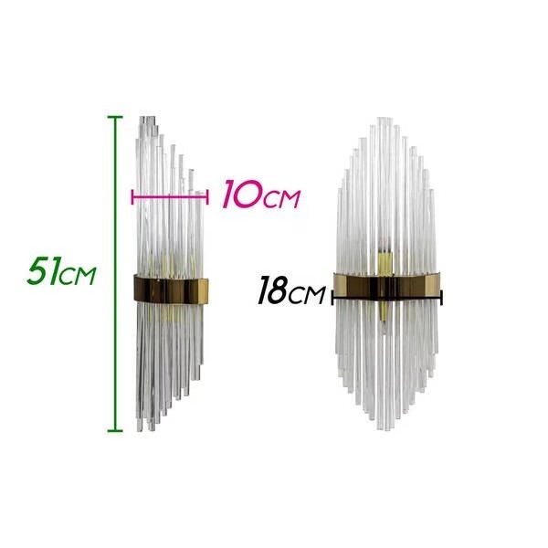 Arandela Starlux Grazinia Ouro e Clear 2L G9 Ø180x510mm JY-01-MG