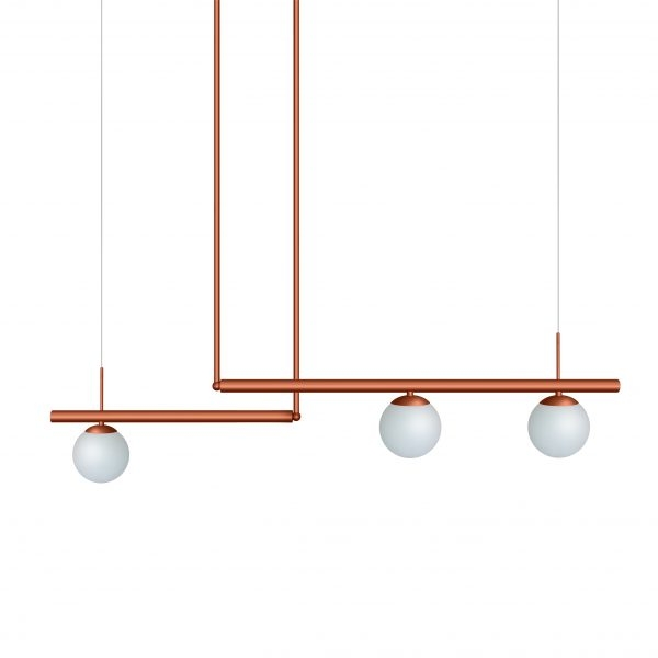 Pendente Itamonte Línea 3L G9 1030x1350mm Esfera Ø120mm Vidro Leitoso Fosco 504/3