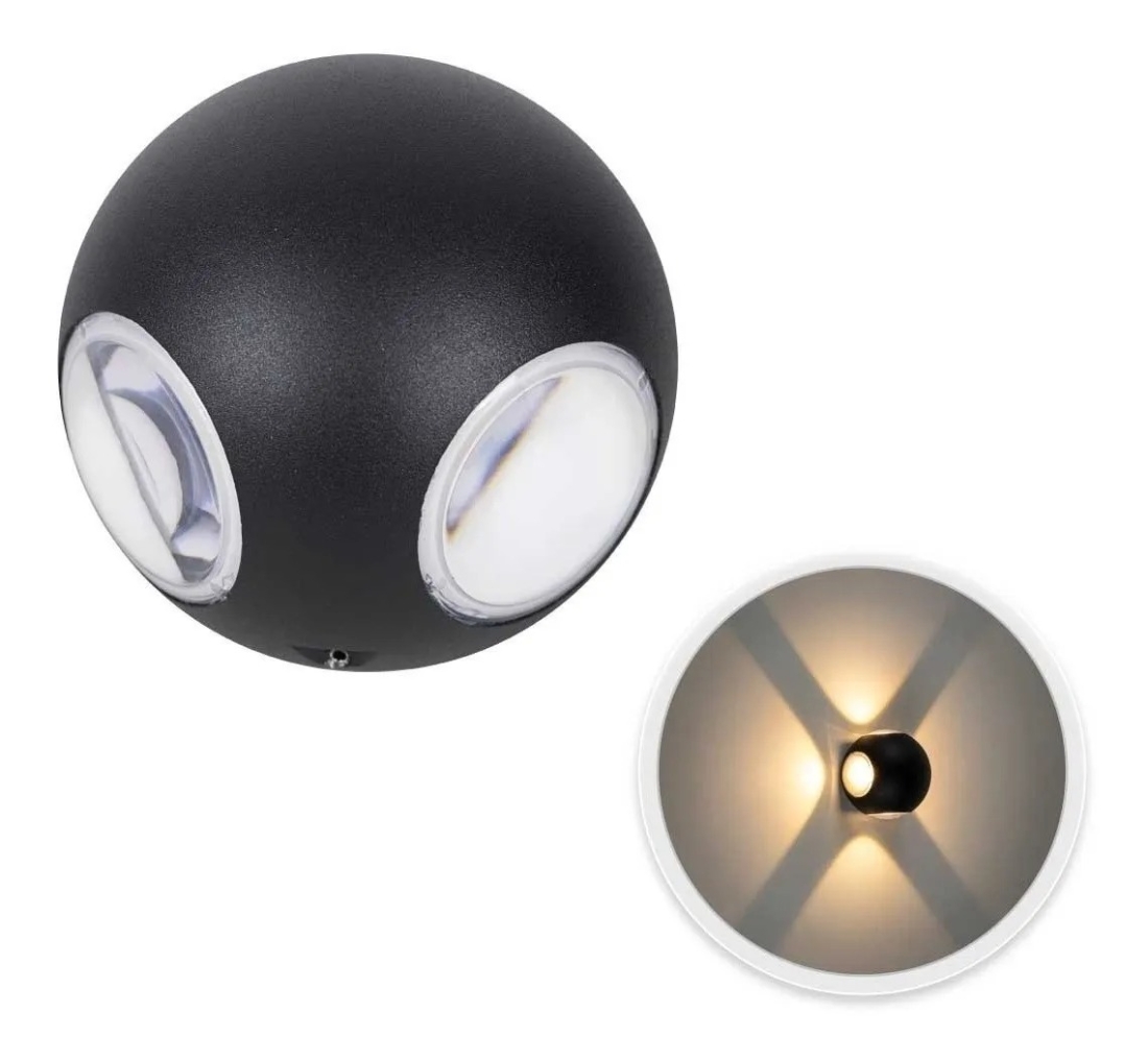 Arandela Opus LED Tetra Preto 12 watts 3000K Bivolt IP54 Ø95mm OPS 30333