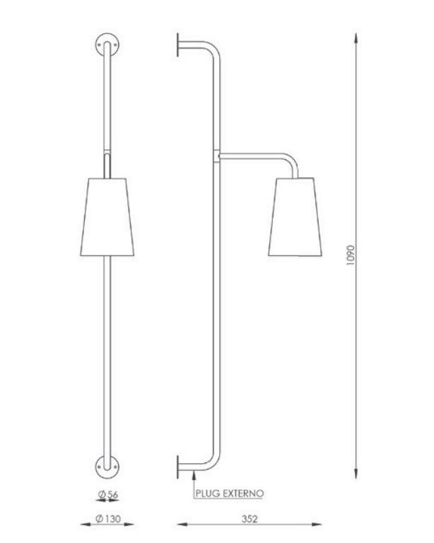 Coluna de Parede Foco Metallo Coni Metal e Tecido com Plug Externo 1L E27 1090mm CO 320