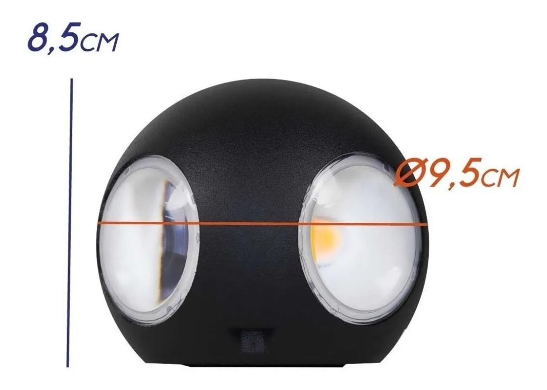 Arandela Opus LED Tetra Preto 12 watts 3000K Bivolt IP54 Ø95mm OPS 30333
