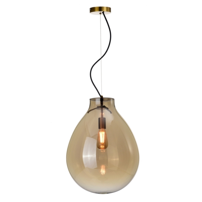 Pendente Skylight Tommy Bronze e Conhaque 1L E27 Ø300x400mm SKY-3039P