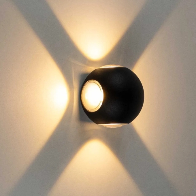 Arandela Opus LED Tetra Preto 12 watts 3000K Bivolt IP54 Ø95mm OPS 30333